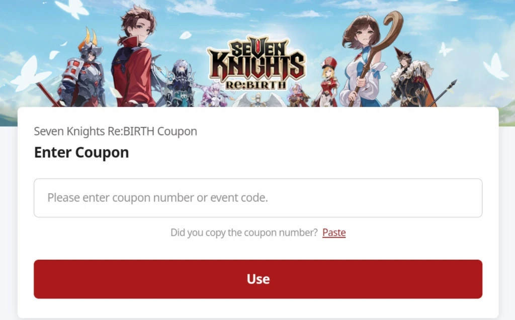 Full bộ code Seven Knights Re:BIRTH Sau khi nhập gift code thành công, bạn sẽ nhận được thông báo xác nhận và phần thưởng sẽ được gửi đến Hộp thư (Mailbox) trong game. Hãy kiểm tra và nhận ngay để không bị quá hạn!